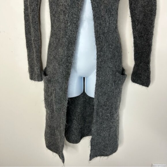 Aritzia Wilfred Women's Long Cardigan Sweater Duster Mohair Wool Belted Gray XXS - Picture 9 of 16